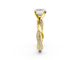 Yellow gold Asscher Solitaire Twist Band with Pave Prong Setting_26