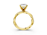 Yellow gold Asscher Solitaire Twist Band with Pave Prong Setting_27