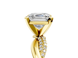 Yellow gold Asscher Solitaire Twist Band with Pave Prong Setting_29