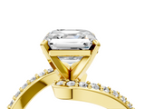 Yellow gold Asscher Solitaire Twist Band with Pave Set Diamonds and Four-Prong Setting_10