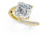 Yellow gold Asscher Solitaire Twist Band with Pave Set Diamonds and Four-Prong Setting_7