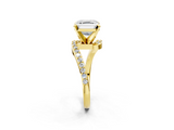 Yellow gold Asscher Solitaire Twist Band with Pave Set Diamonds and Four-Prong Setting_8