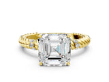 Yellow gold Asscher Solitaire Twisted Band Prong Set Engagement Ring_52