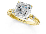 Yellow gold Asscher Solitaire Twisted Band Prong Set Engagement Ring_53