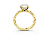 Yellow gold Asscher Solitaire Twisted Band Prong Set Engagement Ring_55
