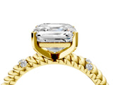 Yellow gold Asscher Solitaire Twisted Band Prong Set Engagement Ring_56