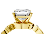 Yellow gold Asscher Solitaire Twisted Band Prong Setting Ring_10