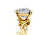 Yellow gold Asscher Solitaire Twisted Band Prong Setting Ring_11