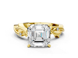 Yellow gold Asscher Solitaire Twisted Band Prong Setting Ring_6
