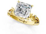 Yellow gold Asscher Solitaire Twisted Band Prong Setting Ring_7