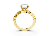 Yellow gold Asscher Solitaire Twisted Band Prong Setting Ring_9