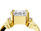 Yellow gold Asscher Solitaire Twisted Band Scroll Prong Ring_7