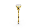 Yellow gold Asscher Solitaire Twisted Band with Bead Prong Setting_54