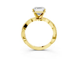 Yellow gold Asscher Solitaire Twisted Band with Bead Prong Setting_55