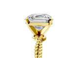 Yellow gold Asscher Solitaire Twisted Band with Bead Prong Setting_57