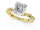 Yellow gold Asscher Solitaire Twisted Band with Pavé Accents and Four-Prong Setting_24