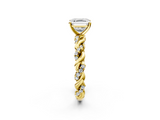 Yellow gold Asscher Solitaire Twisted Band with Pavé Accents and Four-Prong Setting_25
