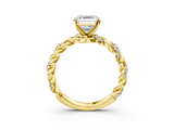 Yellow gold Asscher Solitaire Twisted Band with Pavé Accents and Four-Prong Setting_26