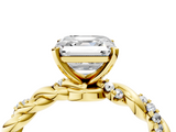 Yellow gold Asscher Solitaire Twisted Band with Pavé Accents and Four-Prong Setting_27