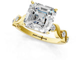 Yellow gold Asscher Solitaire Twisted Band with Prong Setting 2
