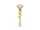 Yellow gold Asscher Solitaire Twisted Band with Prong Setting 3