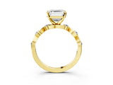 Yellow gold Asscher Solitaire Twisted Band with Prong Setting 4