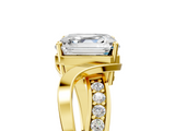 Yellow gold Asscher Solitaire Twisted Band with Prong Setting_25