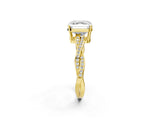 Yellow gold Asscher Solitaire Twisted Pave Diamond Ring with Four-Prong Setting_117