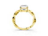 Yellow gold Asscher Solitaire Twisted Pave Diamond Ring with Four-Prong Setting_118