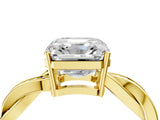 Yellow gold Asscher Solitaire Twisted Pave Diamond Ring with Four-Prong Setting_119