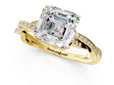 Yellow gold Asscher Solitaire Twisted Pave Diamond Ring with Four-Prong Setting_13