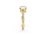 Yellow gold Asscher Solitaire Twisted Pave Diamond Ring with Four-Prong Setting_14