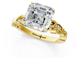 Yellow gold Asscher Solitaire Vine Band with Milgrain Prong Setting_4