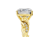 Yellow gold Asscher Solitaire Vine Band with Milgrain Prong Setting_8