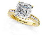 Yellow gold Asscher Solitaire with Pavé Band and Four-Prong Setting_54