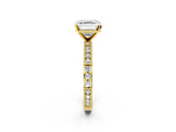 Yellow gold Asscher Solitaire with Pavé Band and Four-Prong Setting_55