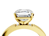 Yellow gold Asscher Solitaire with Pavé Band and Four-Prong Setting_57
