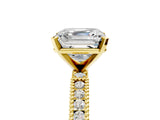 Yellow gold Asscher Solitaire with Pavé Band and Four-Prong Setting_58