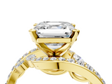 Yellow gold Asscher Solitaire with Pavé Twist Band and Four-Prong Setting_11