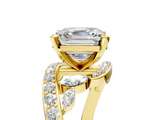 Yellow gold Asscher Solitaire with Pavé Twist Band and Four-Prong Setting_12