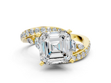 Yellow gold Asscher Solitaire with Pavé Twist Band and Four-Prong Setting_7