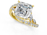 Yellow gold Asscher Solitaire with Pavé Twist Band and Four-Prong Setting_8