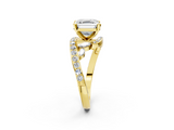 Yellow gold Asscher Solitaire with Pavé Twist Band and Four-Prong Setting_9