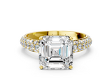 Yellow gold Asscher Solitaire with Pave Band and Four-Prong Setting_24