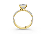Yellow gold Asscher Solitaire with Pave Band and Four-Prong Setting_27