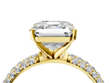 Yellow gold Asscher Solitaire with Pave Band and Four-Prong Setting_28