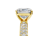 Yellow gold Asscher Solitaire with Pave Band and Four-Prong Setting_29