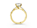 Yellow gold Asscher Solitaire with Side Baguettes and Channel Set Band_10