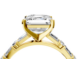 Yellow gold Asscher Solitaire with Side Baguettes and Channel Set Band_11