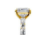 Yellow gold Asscher Solitaire with Side Baguettes and Channel Set Band_12